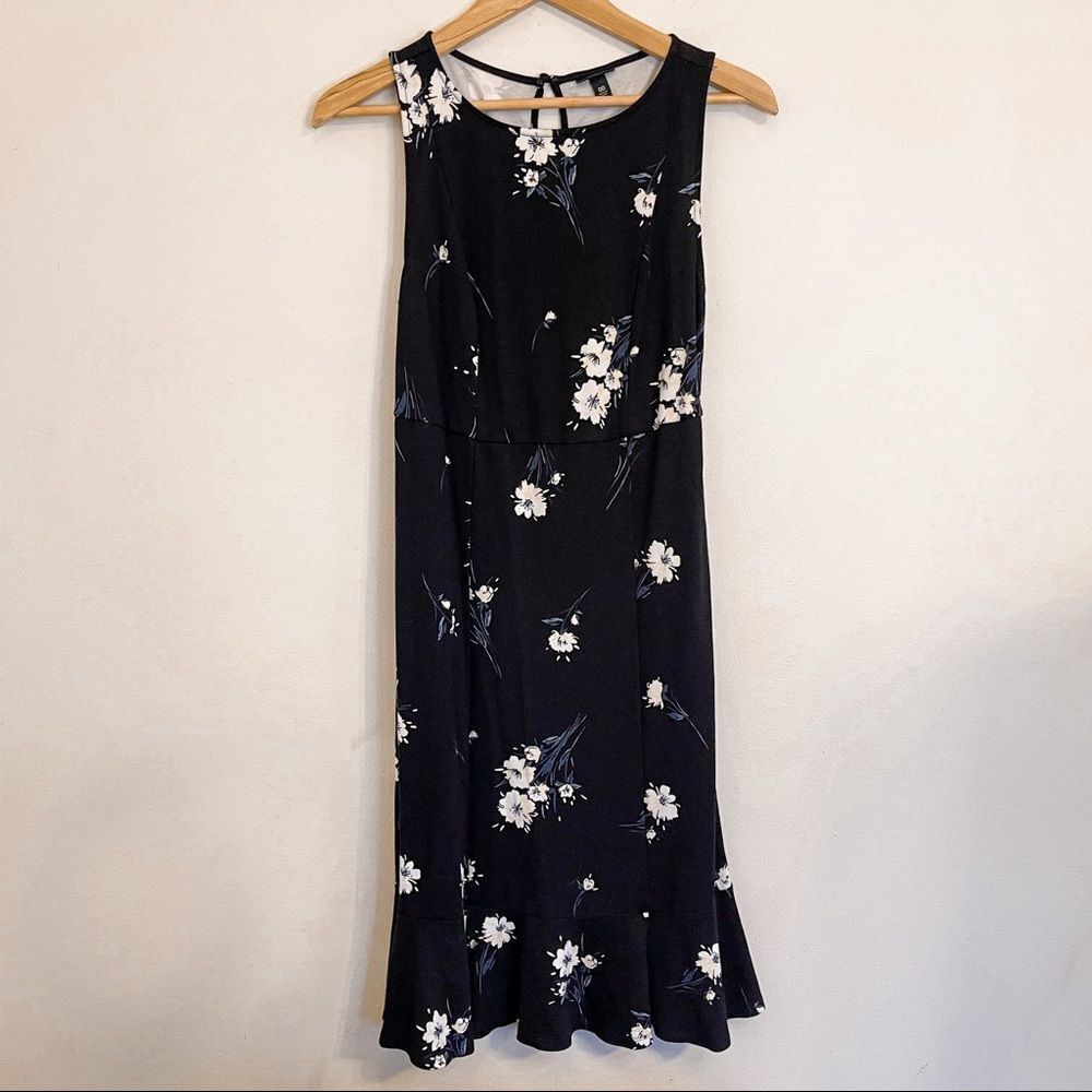 Torrid Floral Ponte Fitted‎ Trumpet Black Dress Size 00